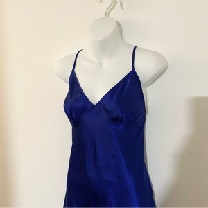 La Vie en Rose royal blue silky strap back slip dress